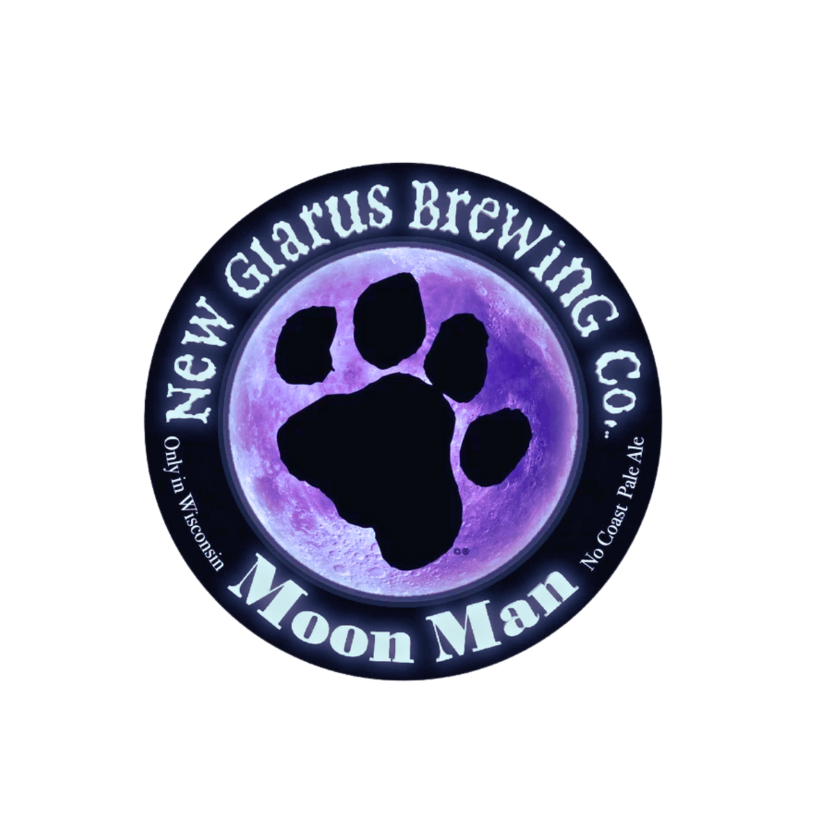 18x18 Led Moon Man sign with a rotating purple moon behind paw print.