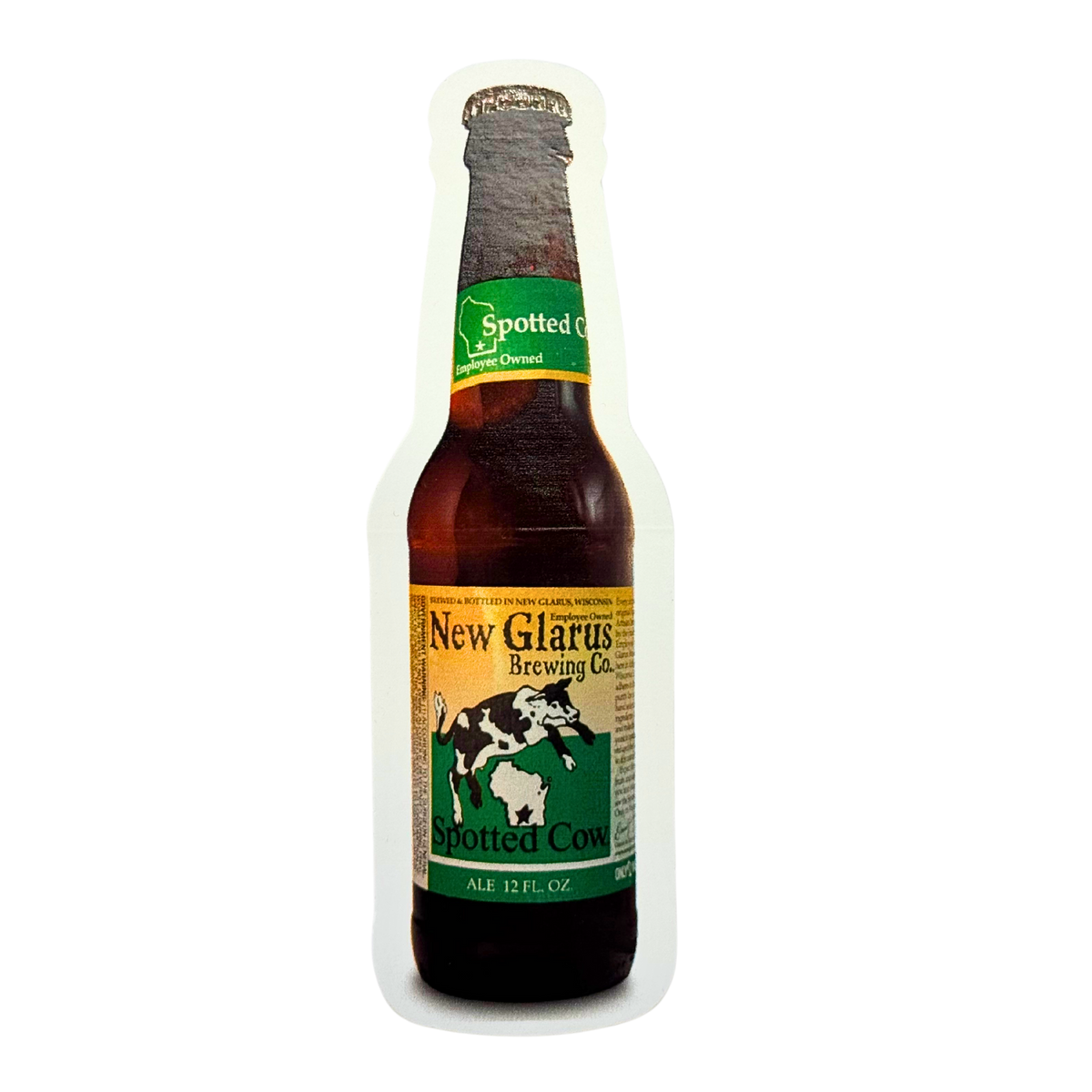 New Glarus Brewing Co. Spotted Cow bottle shaped sticker