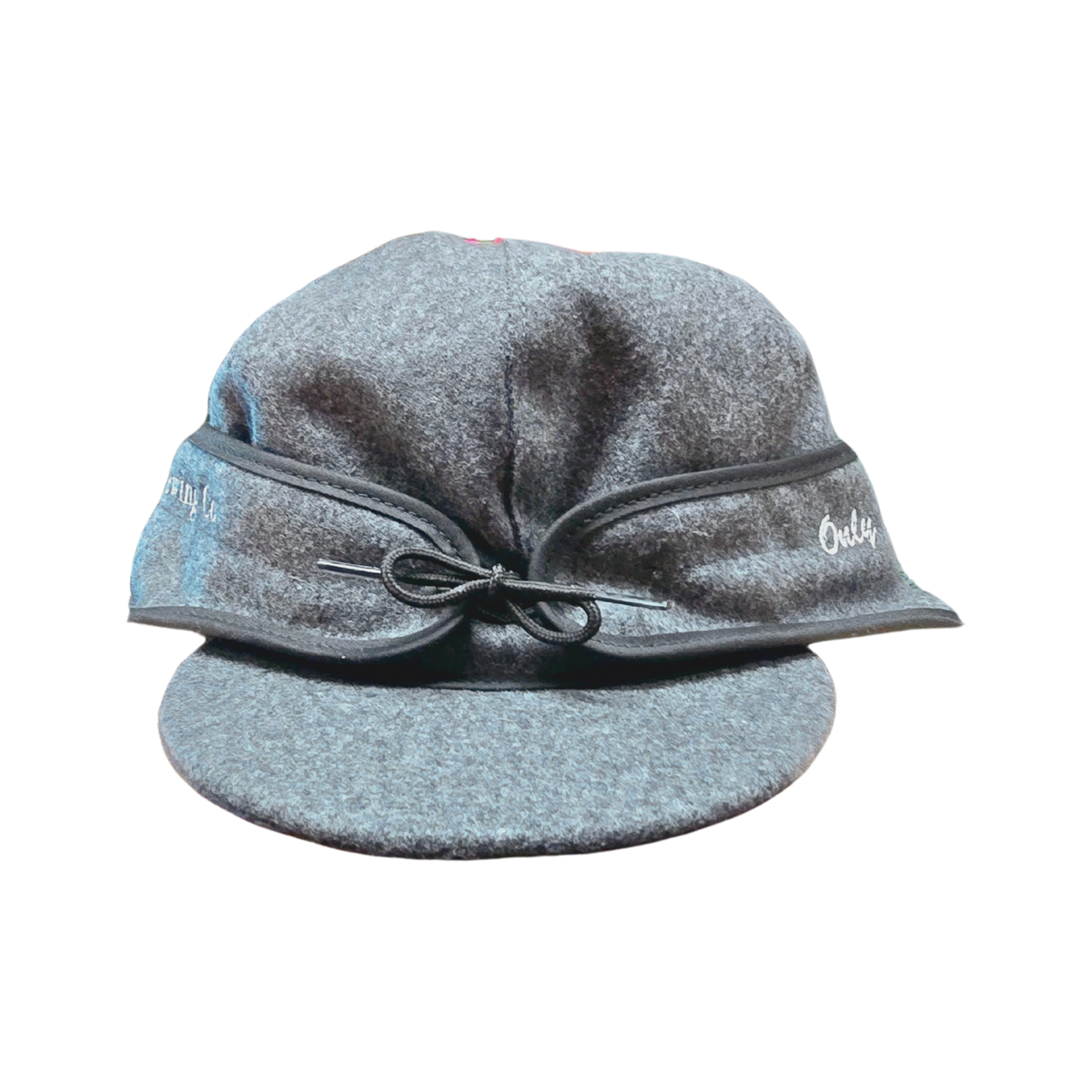 Stormy Kromer Hat in charcoal with New Glarus Brewing Co. stitched in white on left side, and Only in Wisconsin stitched in white on right side.