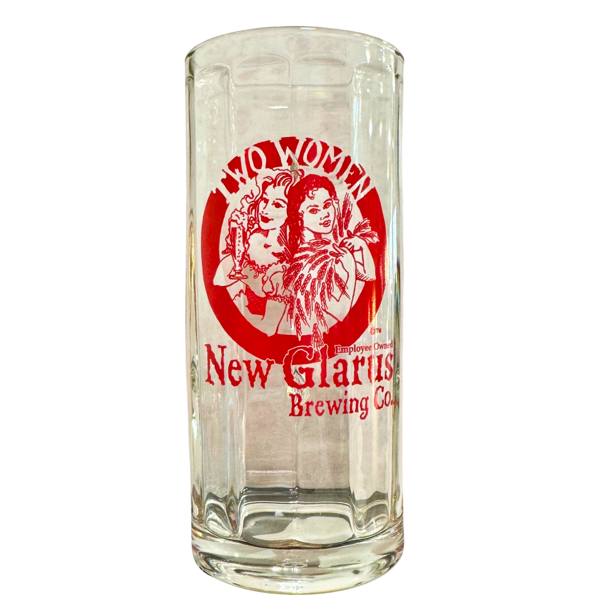 17oz Moldau Tankard glass with New Glarus Brewing Co. Two Women logo on the front.