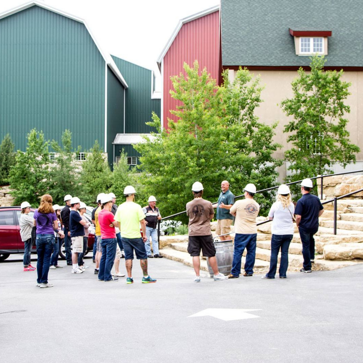 Brewery Ambassador welcomes a tour group to the beautiful Hilltop brewery 
